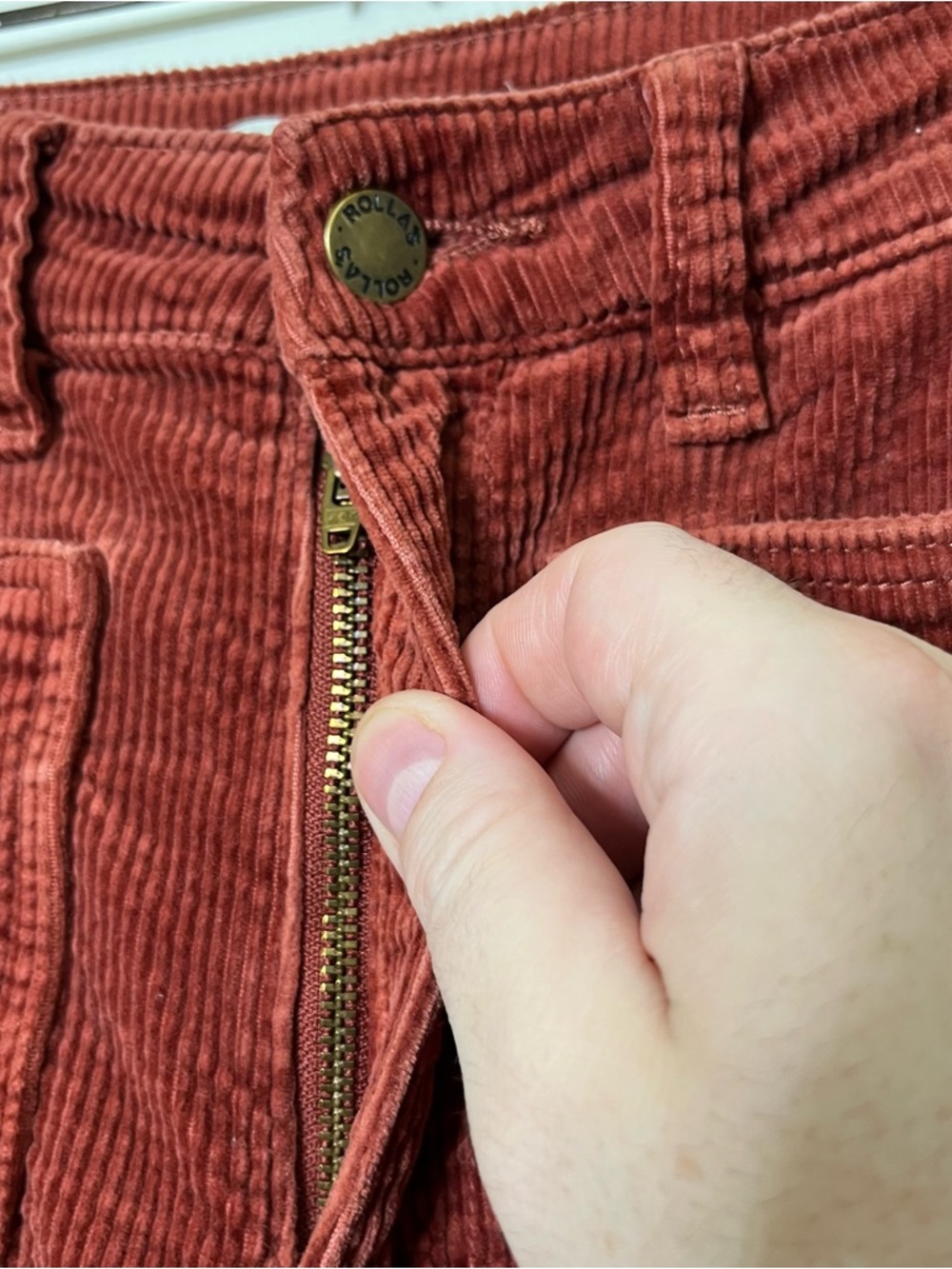 Rollas Eastcoast High Rise Flare Women’s Size 27 Rust Corduroy Retro Western - Picture 8 of 11